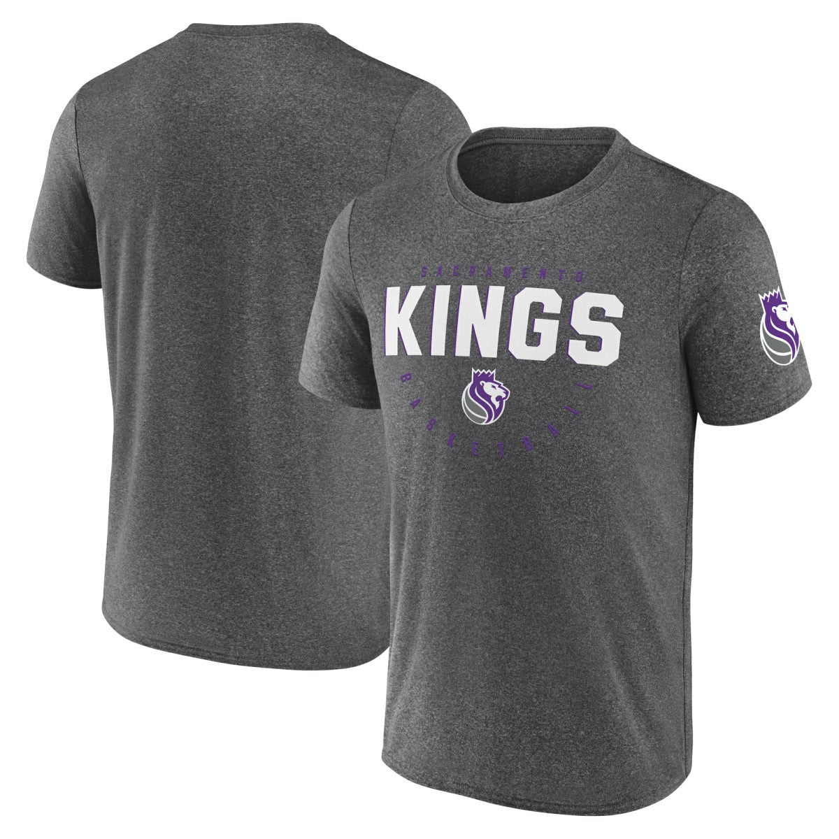 Sacramento Kings Logo Athletic Block Practice Performance T-Shirt Heather Charcoal - NBA