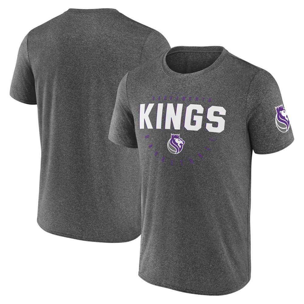 Sacramento Kings Logo Athletic Block Practice Performance T-Shirt Heather Charcoal - NBA