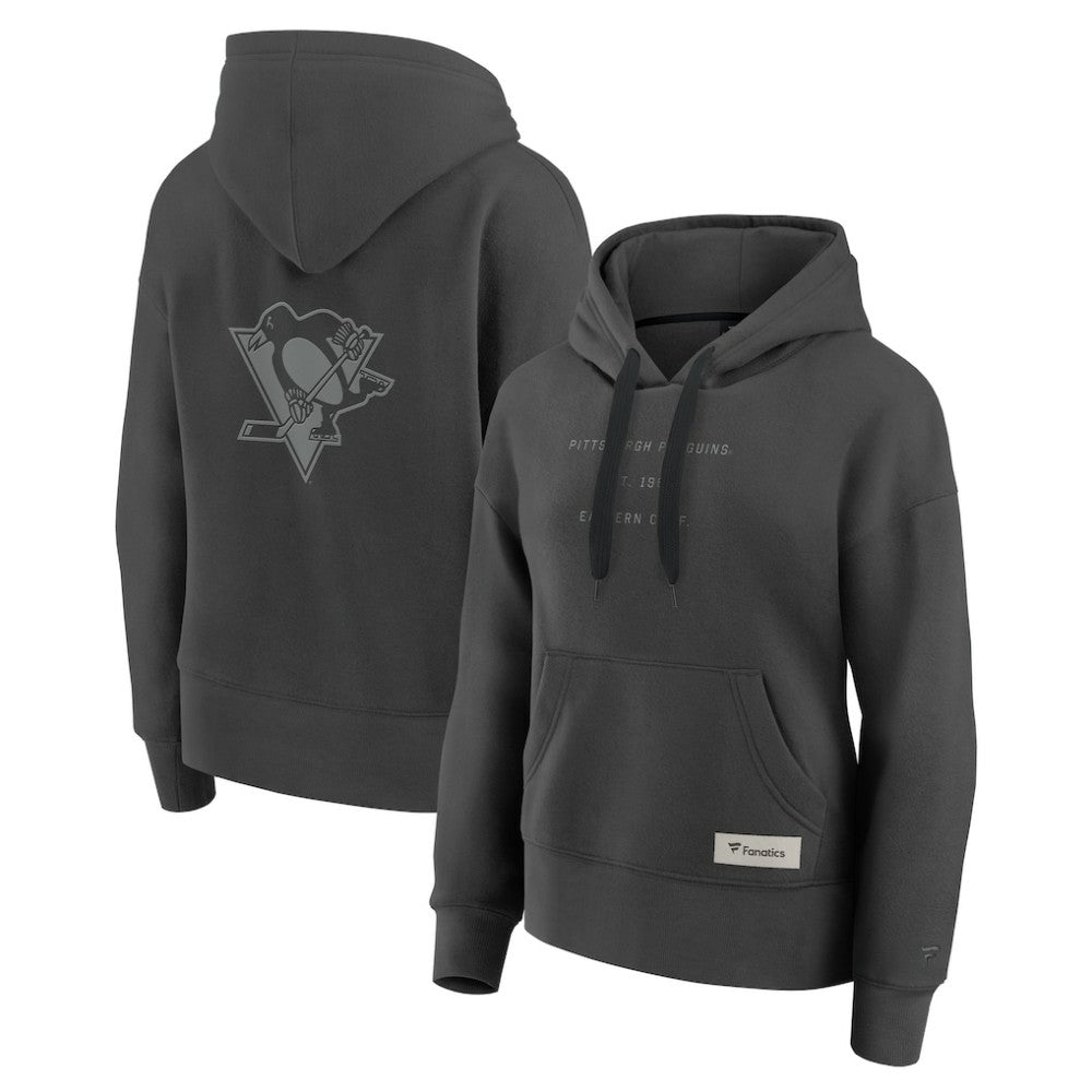 Pittsburgh Penguins Fanatics Women's Elements Future Ground Subtle Tonal Pullover Hoodie - Charcoal - NHL