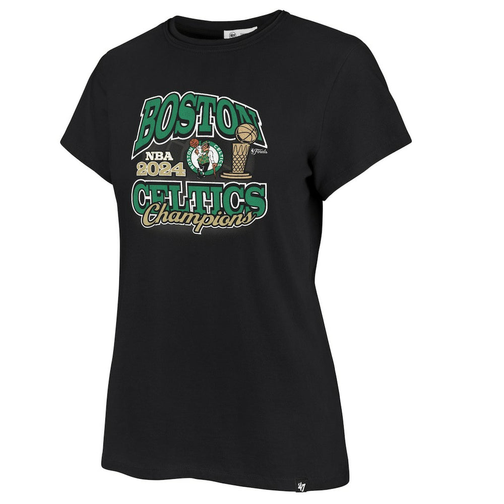 Boston Celtics '47 Women's 2024 NBA Finals Champions Plus Size Trophy Franklin T-Shirt Black - NBA