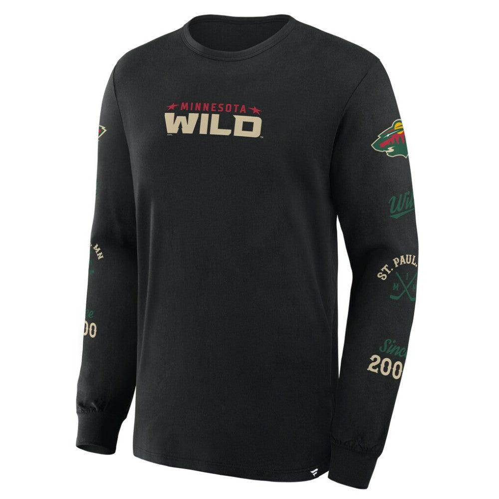 Minnesota Wild Fanatics Boxed In Legacy Long Sleeve T-Shirt - Black - NHL