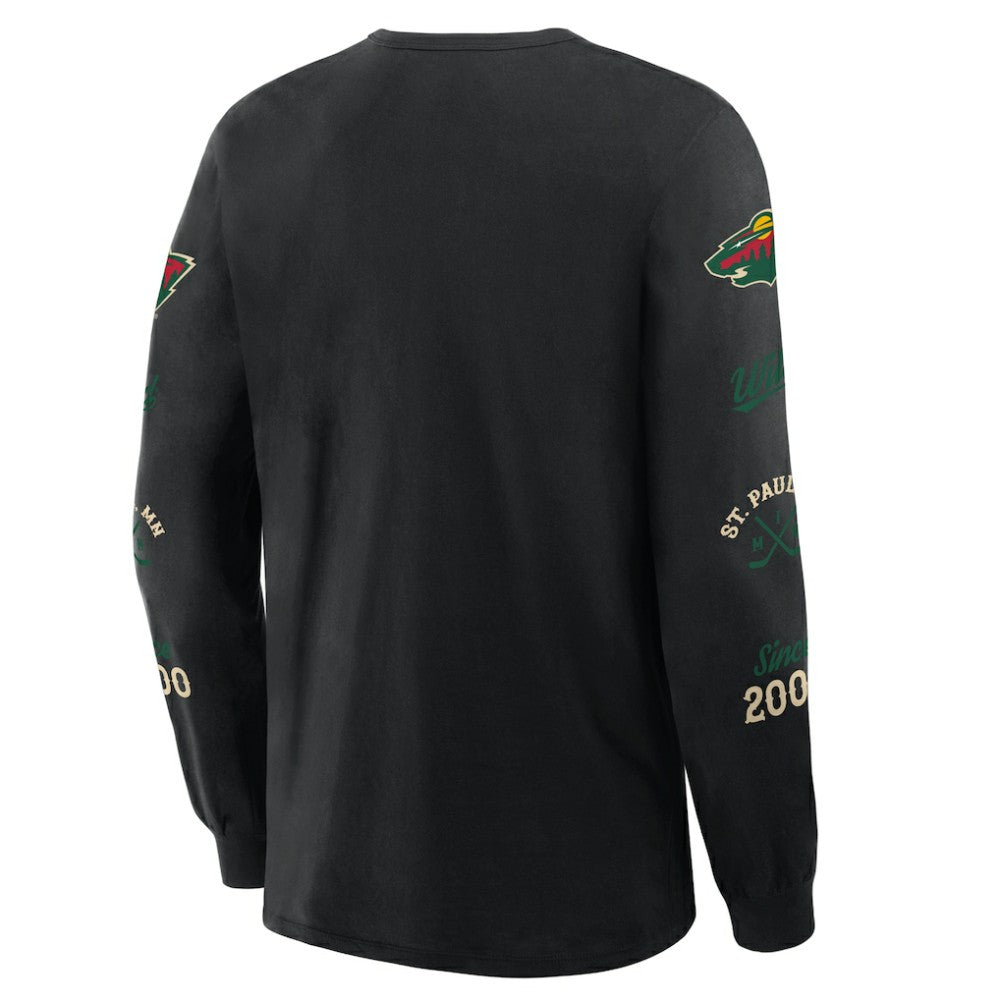 Minnesota Wild Fanatics Boxed In Legacy Long Sleeve T-Shirt - Black - NHL