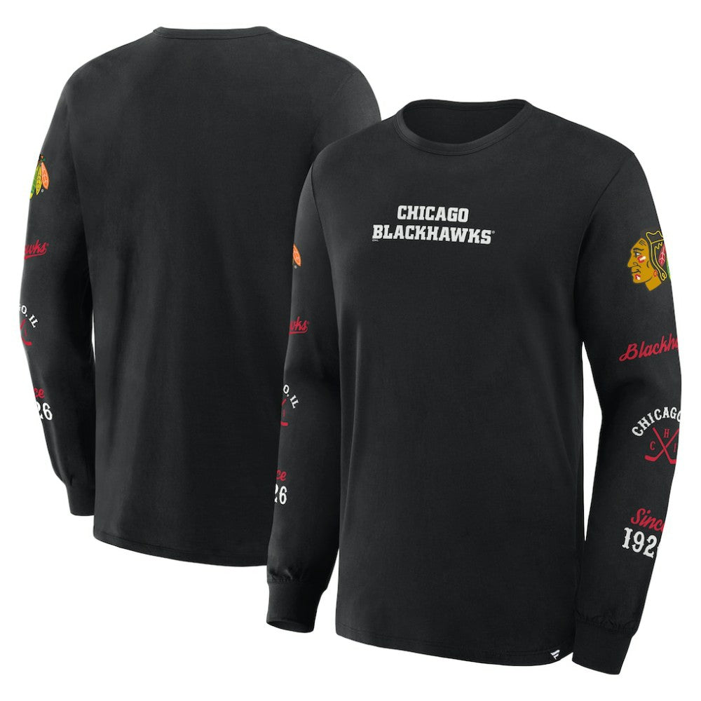 Chicago Blackhawks Fanatics Boxed In Legacy Long Sleeve T-Shirt - Black - NHL