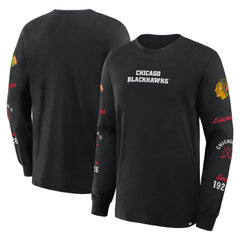 Chicago Blackhawks Fanatics Boxed In Legacy Long Sleeve T-Shirt - Black - NHL