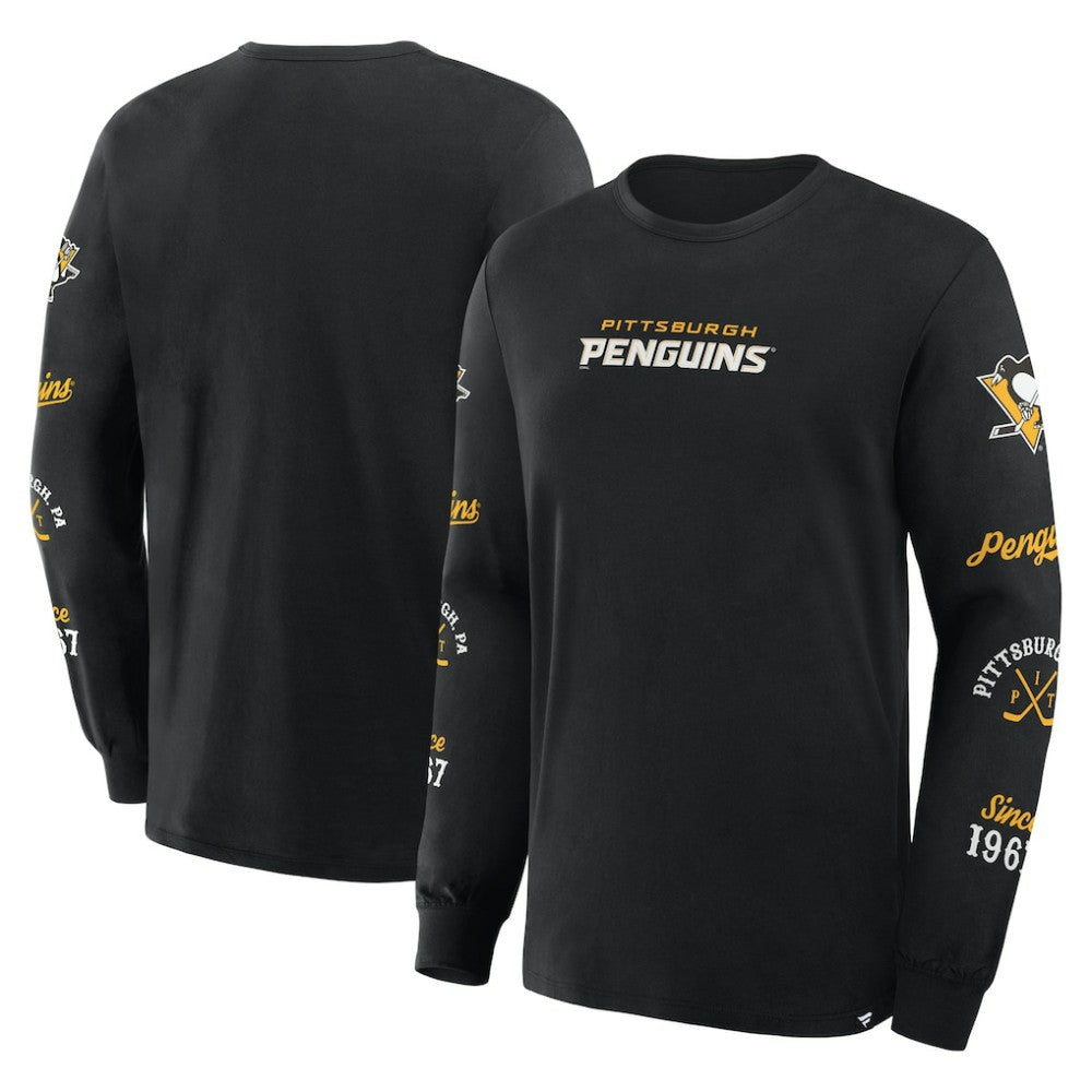 Pittsburgh Penguins Fanatics Boxed In Legacy Long Sleeve T-Shirt - Black - NHL