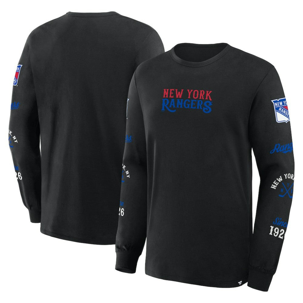 New York Rangers Fanatics Boxed In Legacy Long Sleeve T-Shirt - Black - NHL
