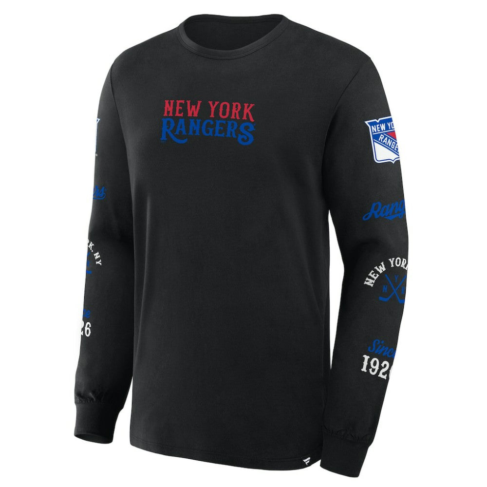 New York Rangers Fanatics Boxed In Legacy Long Sleeve T-Shirt - Black - NHL