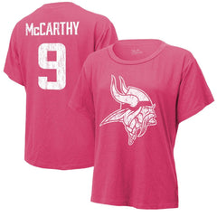 J.J. McCarthy Minnesota Vikings Majestic Threads Women's Name & Number T-Shirt Pink | NFL
