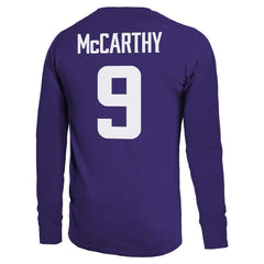 J.J. McCarthy Minnesota Vikings Majestic Threads Name & Number Long Sleeve T-Shirt Purple | NFL