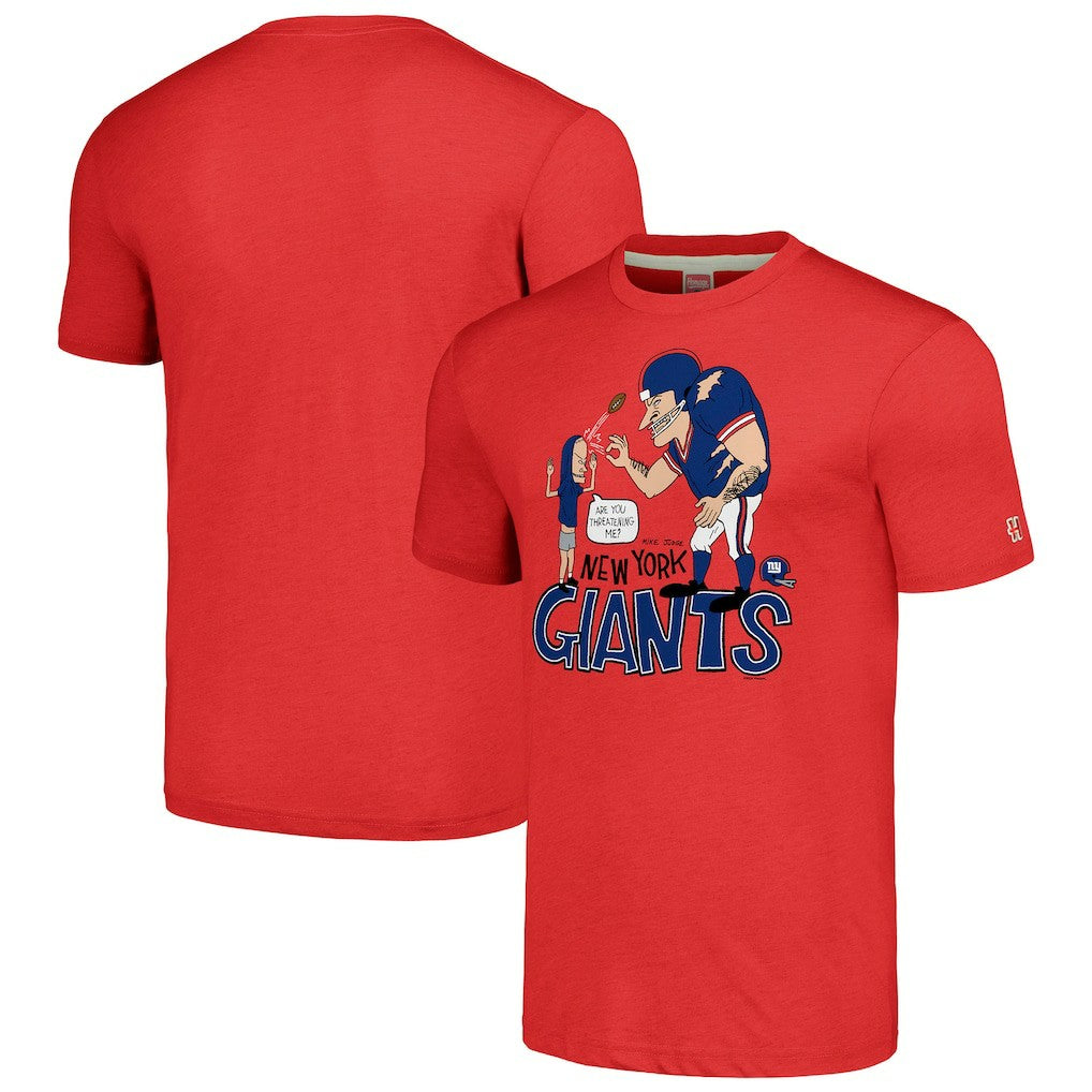 New York Giants NFL x Homage x Beavis and Butt-Head Unisex Tri-Blend T-Shirt – Red | NFL