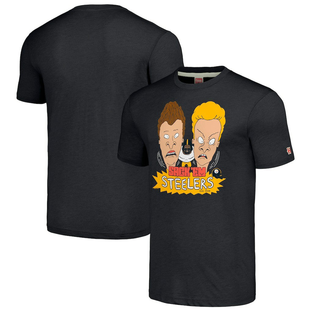 Pittsburgh Steelers NFL x Homage x Beavis and Butt-Head Unisex Tri-Blend T-Shirt – Charcoal | NFL