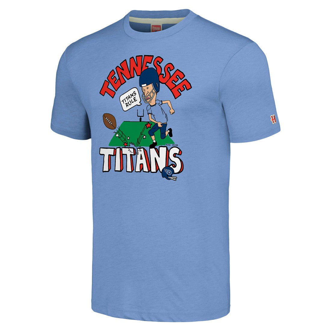 Tennessee Titans NFL x Homage x Beavis and Butt-Head Unisex Tri-Blend T-Shirt – Light Blue | NFL