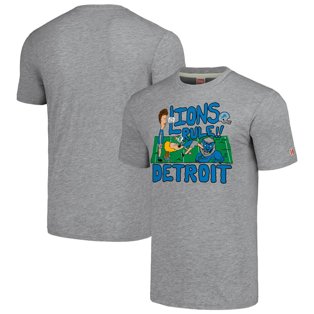 Detroit Lions NFL x Homage x Beavis and Butt-Head Unisex Tri-Blend T-Shirt – Gray | NFL