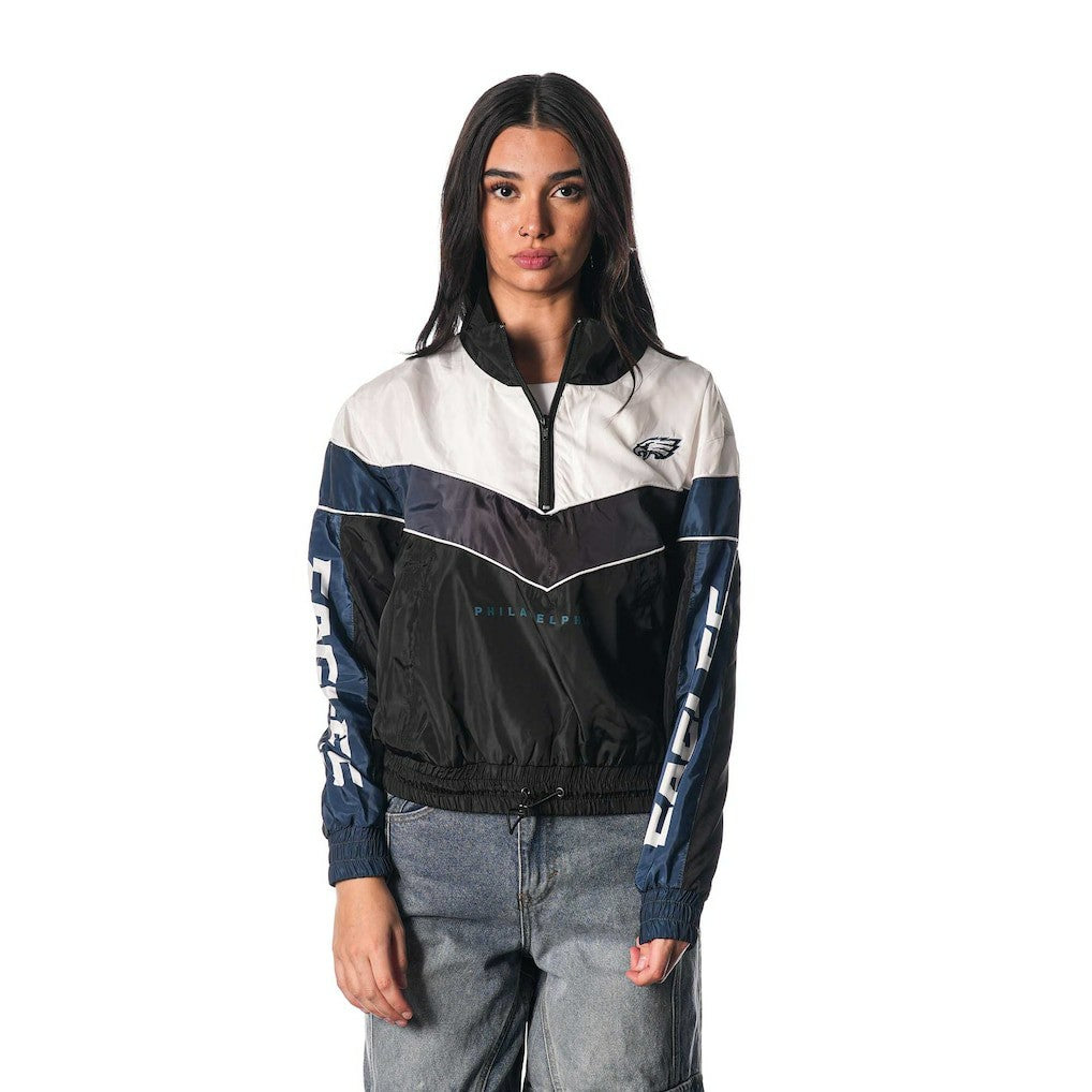 Philadelphia Eagles The Wild Collective Women's 1/4 Zip Track Jacket Black | NFL