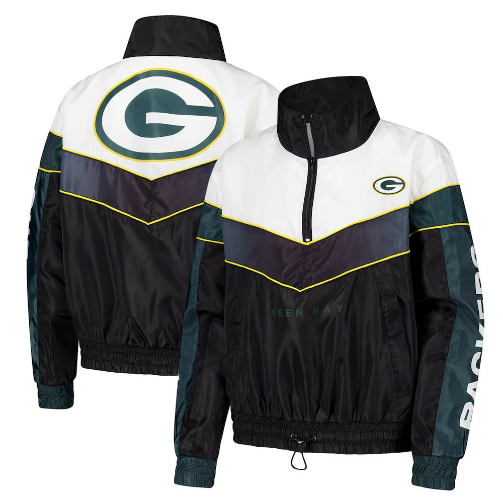 Green Bay Packers The Wild Collective Women's 1/4 Zip Track Jacket Green | NFL