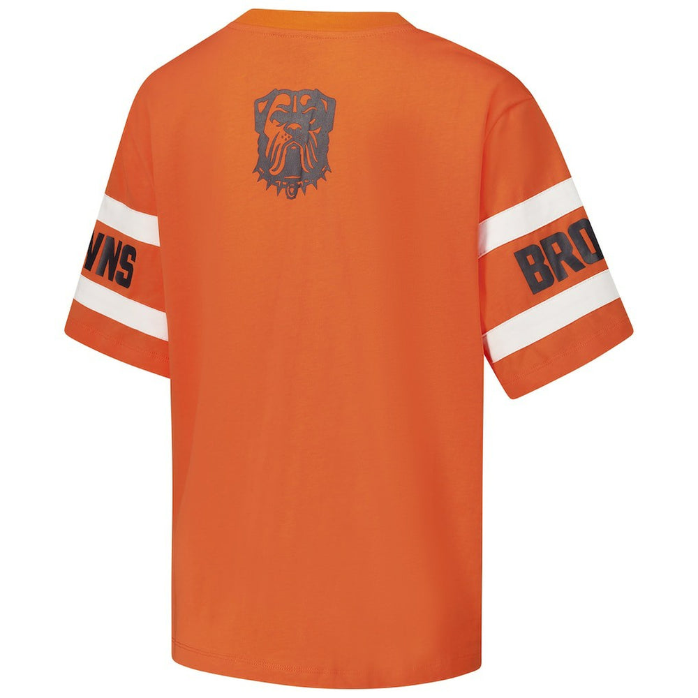 Cleveland Browns The Wild Collective Women's Drop Shoulder T-Shirt Orange | NFL