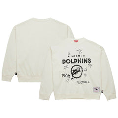 Miami Dolphins Women's Throwback Logo 3.0 Pullover Sweatshirt Cream | Mitchell & Ness