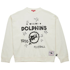 Miami Dolphins Women's Throwback Logo 3.0 Pullover Sweatshirt Cream | Mitchell & Ness