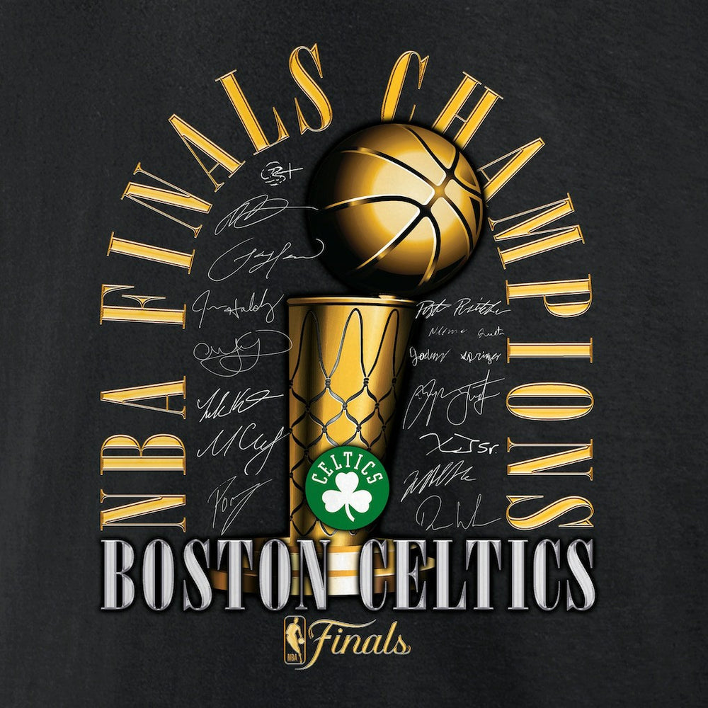 Boston Celtics 2024 NBA Finals Champions Big & Tall Fade Away Jumper Roster Signature T-Shirt Black - NBA