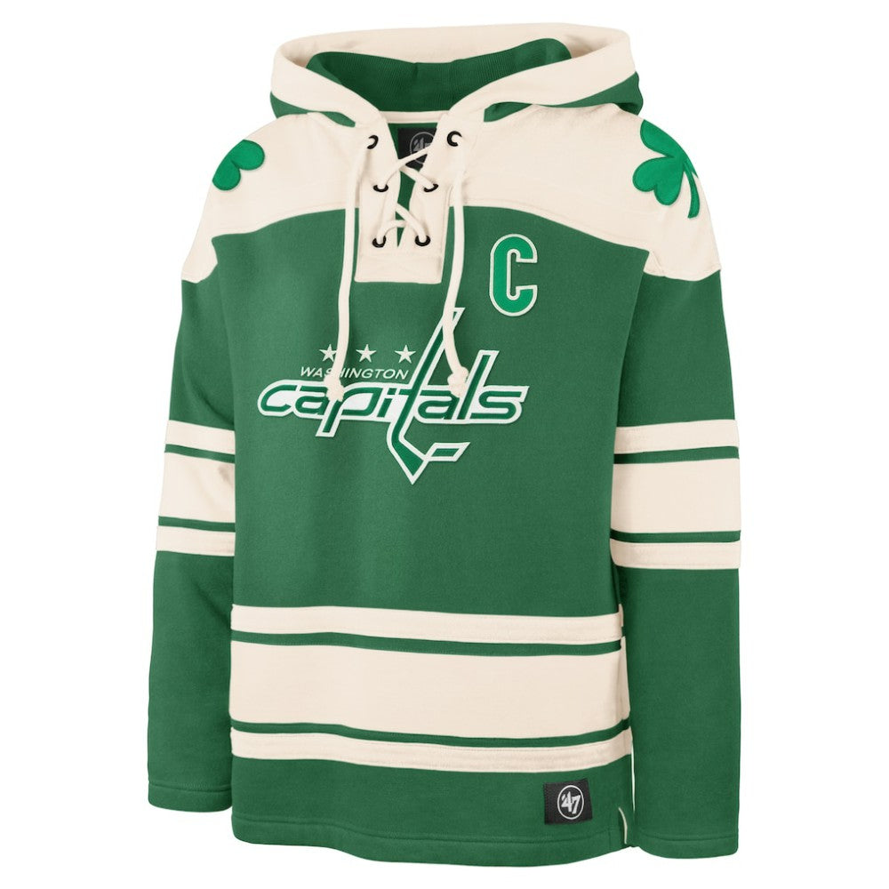Alexander Ovechkin Washington Capitals '47 St. Patrick's Day Player Name & Number Lacer Pullover Hoodie - Kelly Green - NHL