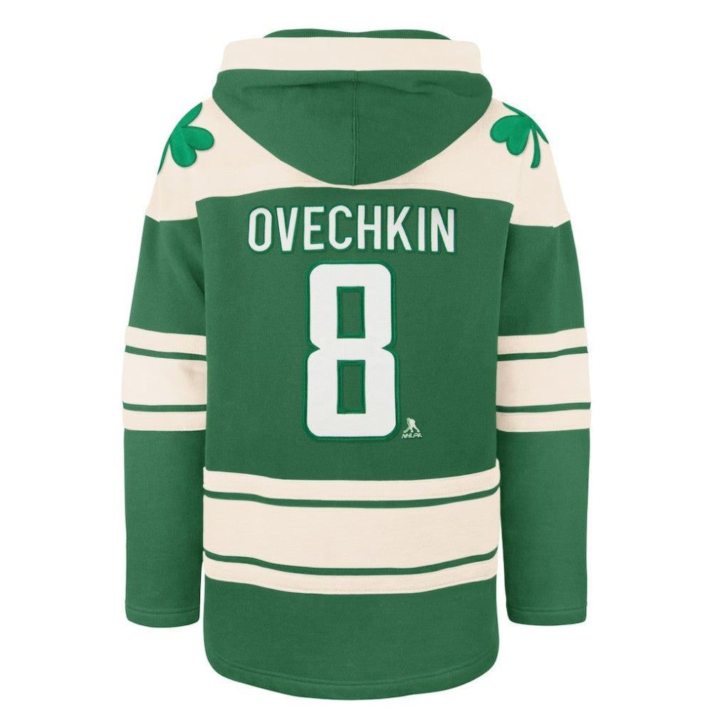 Alexander Ovechkin Washington Capitals '47 St. Patrick's Day Player Name & Number Lacer Pullover Hoodie - Kelly Green - NHL