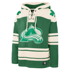 Nathan MacKinnon Colorado Avalanche '47 St. Patrick's Day Player Name & Number Lacer Pullover Hoodie - Kelly Green - NHL