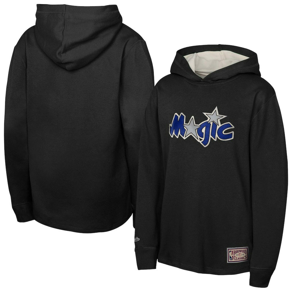 Orlando Magic Youth Hardwood Classics Lightweight Thermal Long Sleeve Hoodie T-Shirt Black - NBA
