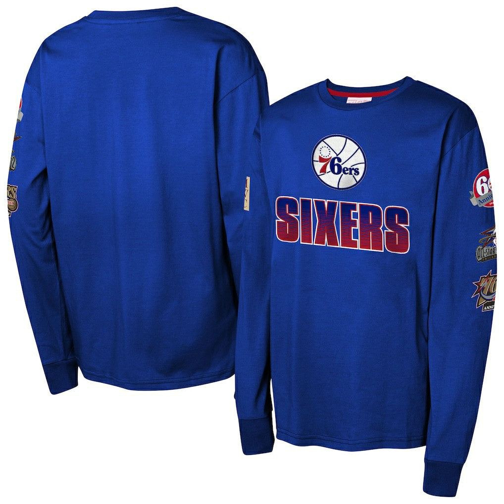 Philadelphia 76ers Youth Hardwood Classics All Over Long Sleeve T-Shirt Royal - NBA