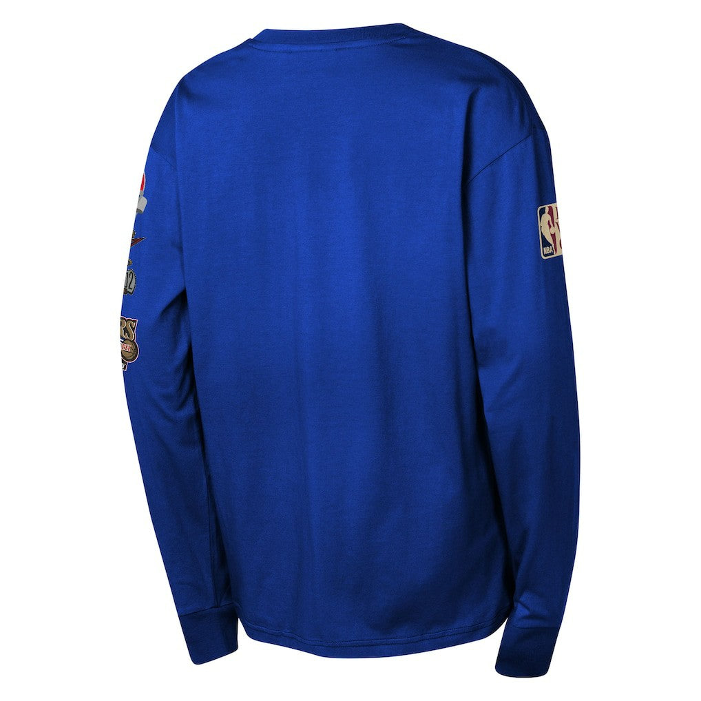 Philadelphia 76ers Youth Hardwood Classics All Over Long Sleeve T-Shirt Royal - NBA