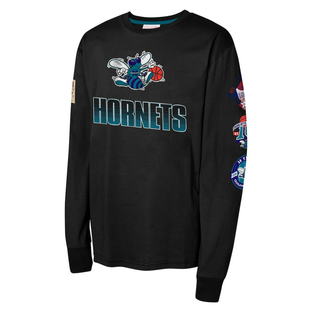 Charlotte Hornets Youth Hardwood Classic All Over Long Sleeve T-Shirt Black - NBA