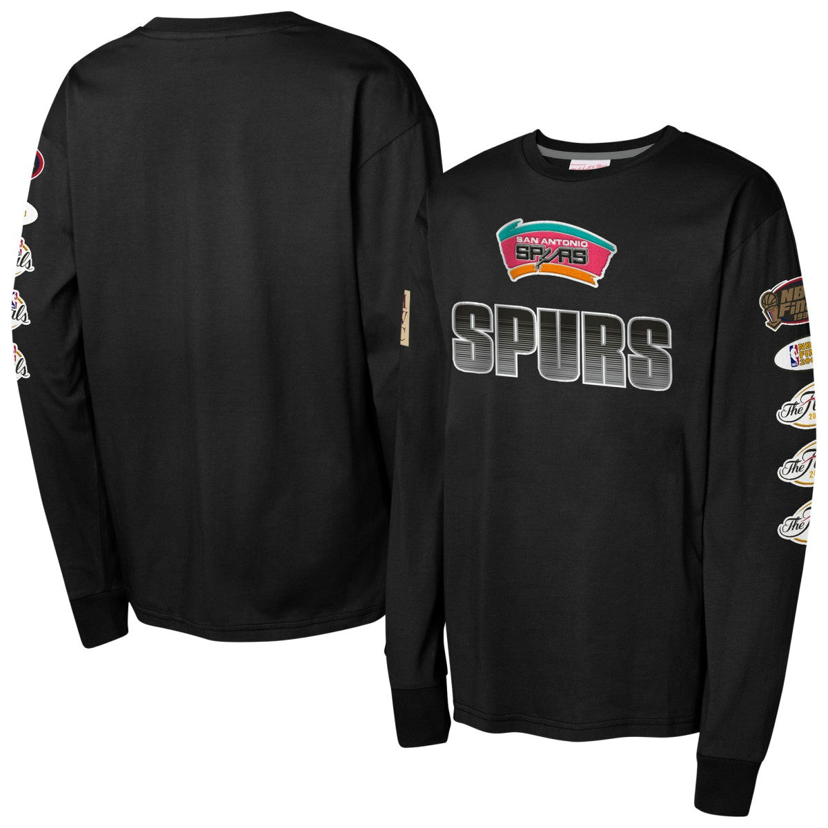San Antonio Spurs Youth Hardwood Classics All Over Long Sleeve T-Shirt Black - NBA