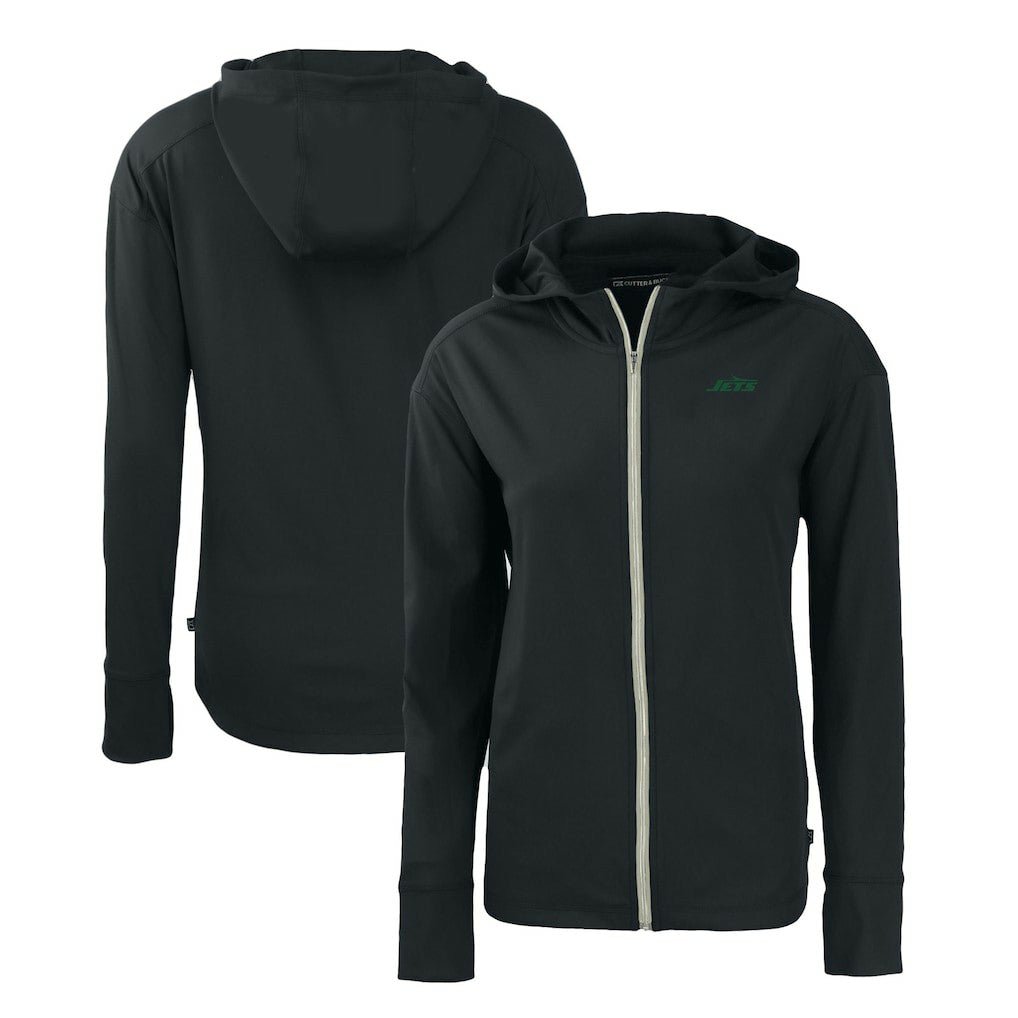 New York Jets Cutter & Buck Women's Primary Logo Daybreak Eco Recycled Full-Zip Hoodie Jacket Black | NFL