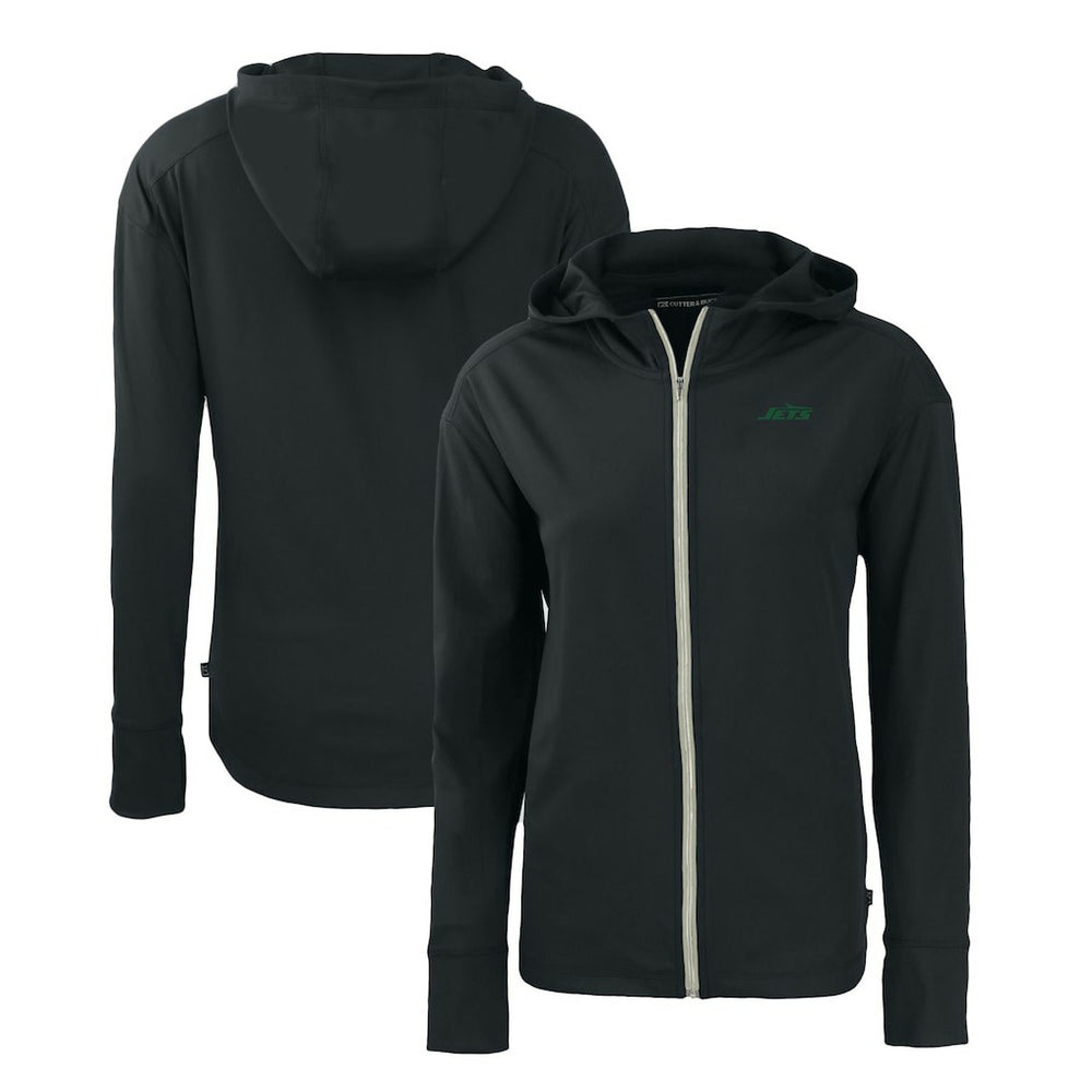 New York Jets Cutter & Buck Women's Primary Logo Daybreak Eco Recycled Full-Zip Hoodie Jacket Black | NFL