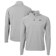New York Jets Cutter & Buck Primary Logo Adapt Eco Knit Hybrid Recycled Raglan Quarter-Zip Top Gray | NFL