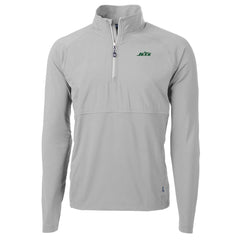 New York Jets Cutter & Buck Primary Logo Adapt Eco Knit Hybrid Recycled Raglan Quarter-Zip Top Gray | NFL