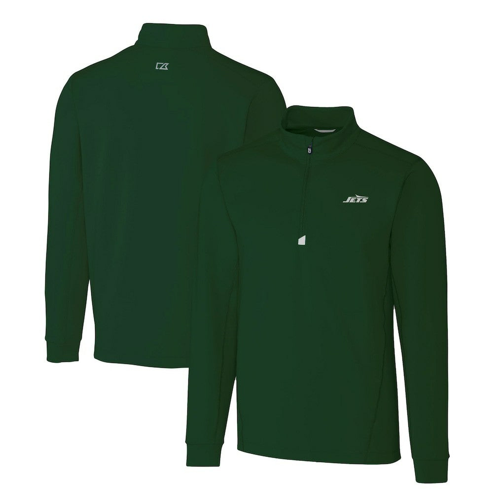 New York Jets Cutter & Buck Primary Logo Traverse Stretch Quarter-Zip Top Hunter Green | NFL