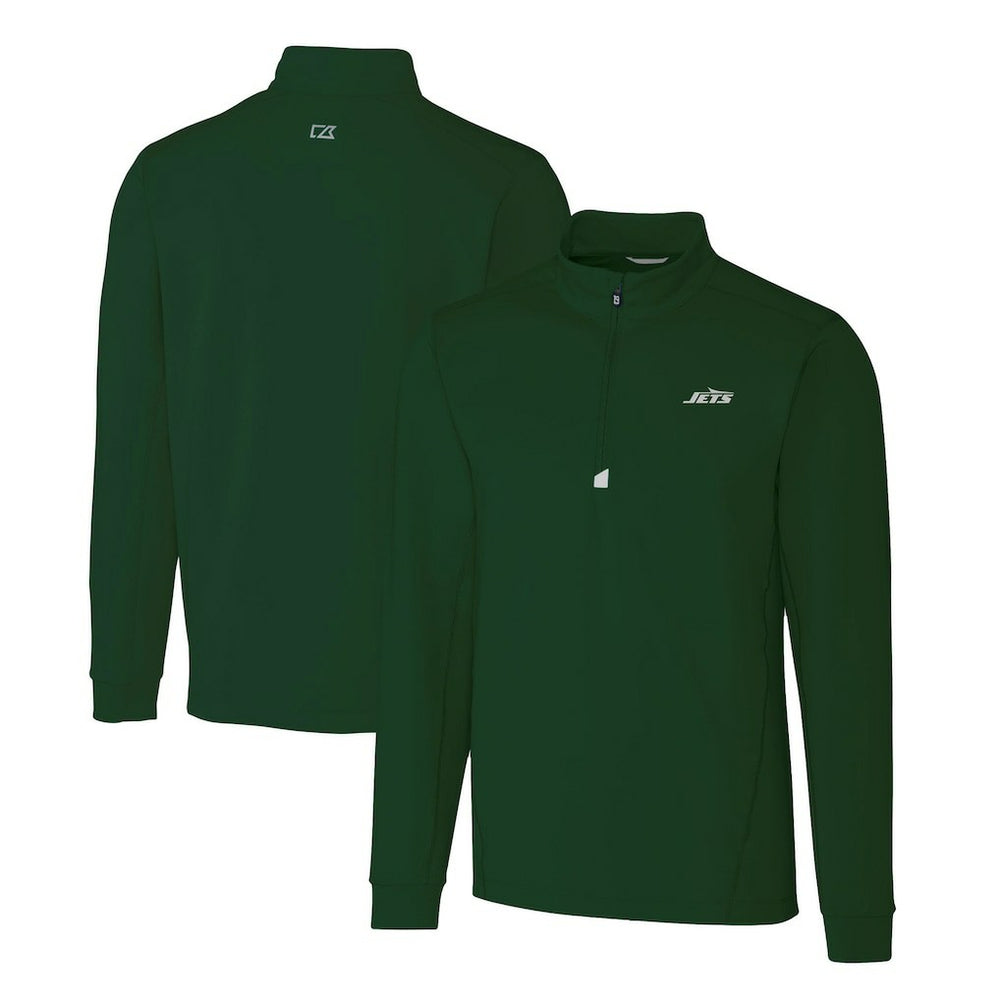 New York Jets Cutter & Buck Primary Logo Traverse Stretch Quarter-Zip Top Hunter Green | NFL