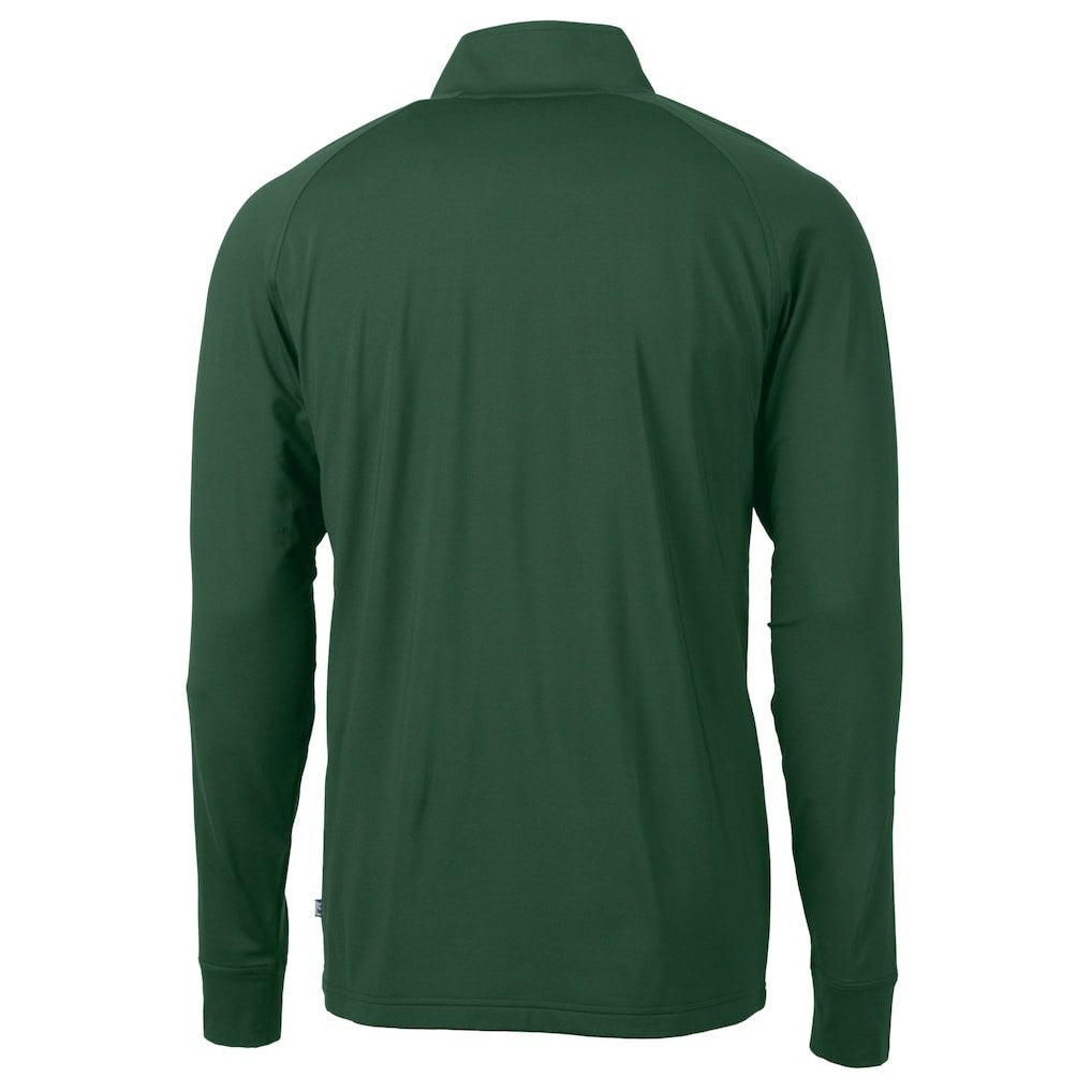 New York Jets Cutter & Buck Helmet Adapt Eco Knit Stretch Recycled Quarter-Zip Top Hunter Green | NFL