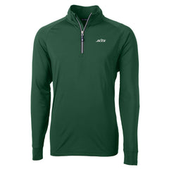 New York Jets Cutter & Buck Primary Logo Adapt Eco Knit Stretch Recycled Quarter-Zip Top Hunter Green | NFL
