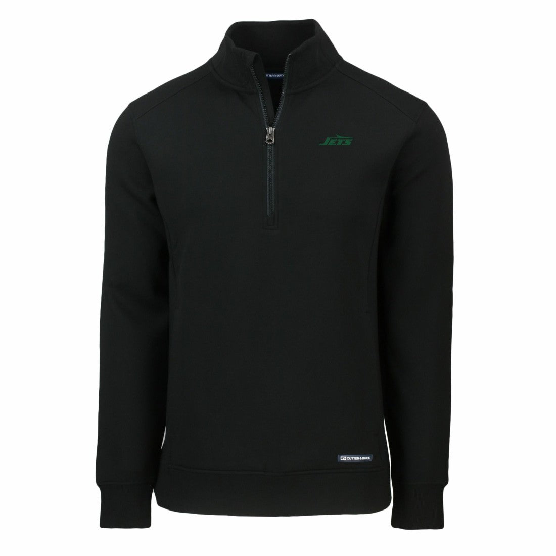 New York Jets Cutter & Buck Primary Logo Roam Eco Recycled Quarter-Zip Pullover Top Black | NFL
