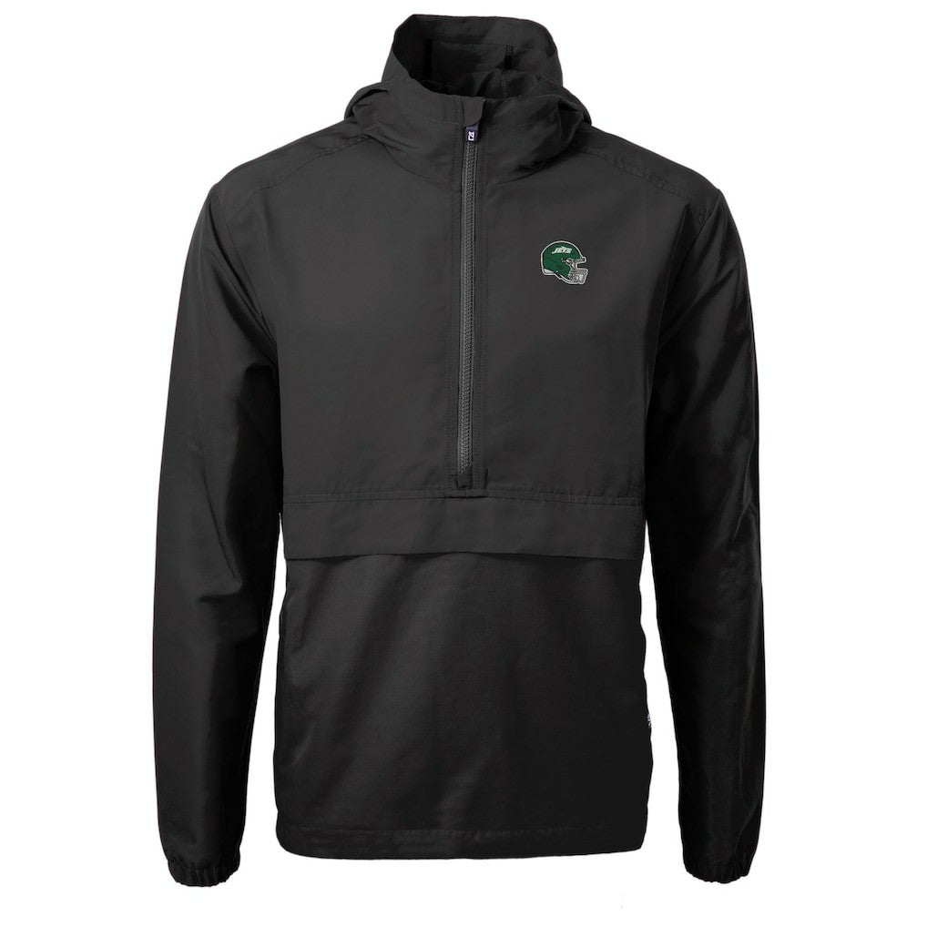 New York Jets Cutter & Buck Helmet Charter Eco Recycled Half-Zip Anorak Jacket Black | NFL