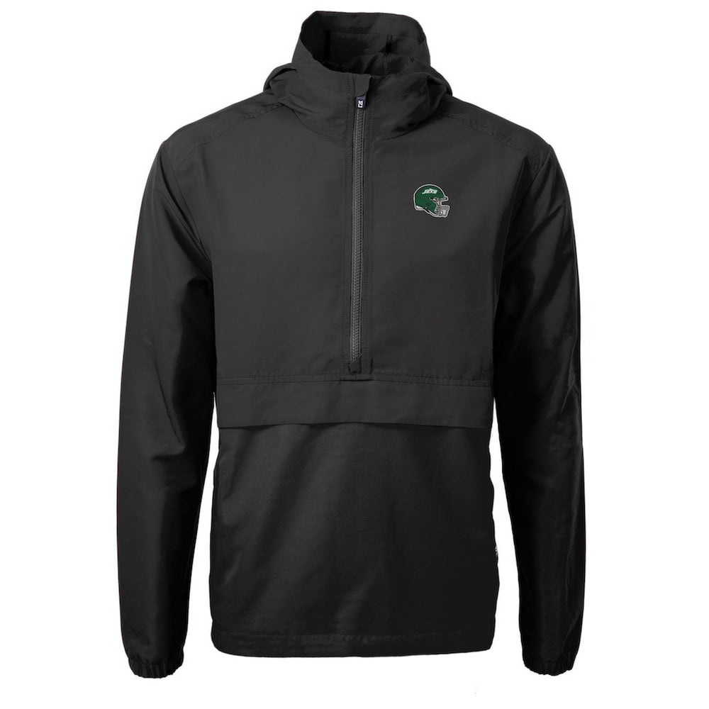 New York Jets Cutter & Buck Helmet Charter Eco Recycled Half-Zip Anorak Jacket Black | NFL