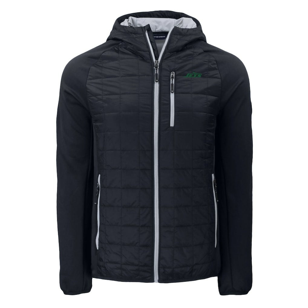 New York Jets Cutter & Buck Primary Logo Rainier PrimaLoft Eco Full-Zip Hybrid Jacket Black | NFL