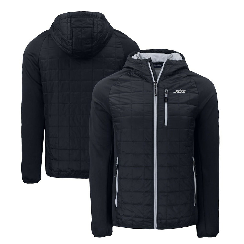 New York Jets Cutter & Buck Monochromatic Logo Rainier PrimaLoft Eco Full-Zip Hybrid Jacket Black | NFL