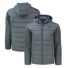 New York Jets Cutter & Buck Big & Tall Primary Logo Evoke Hybrid Eco Softshell Recycled Full-Zip Hoodie Jacket Gray | NFL