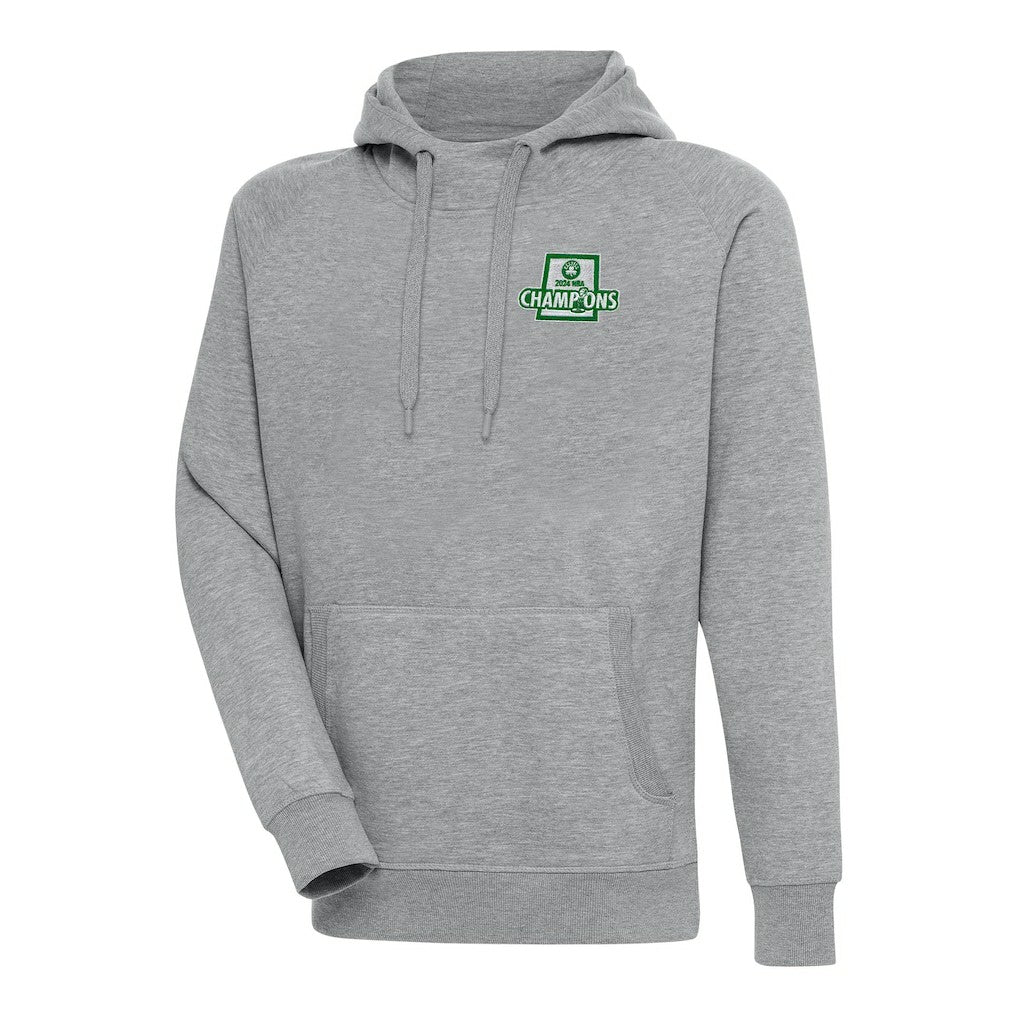 Boston Celtics Antigua 2024 NBA Finals Champions Victory Raglan Pullover Hoodie Heather Gray - NBA