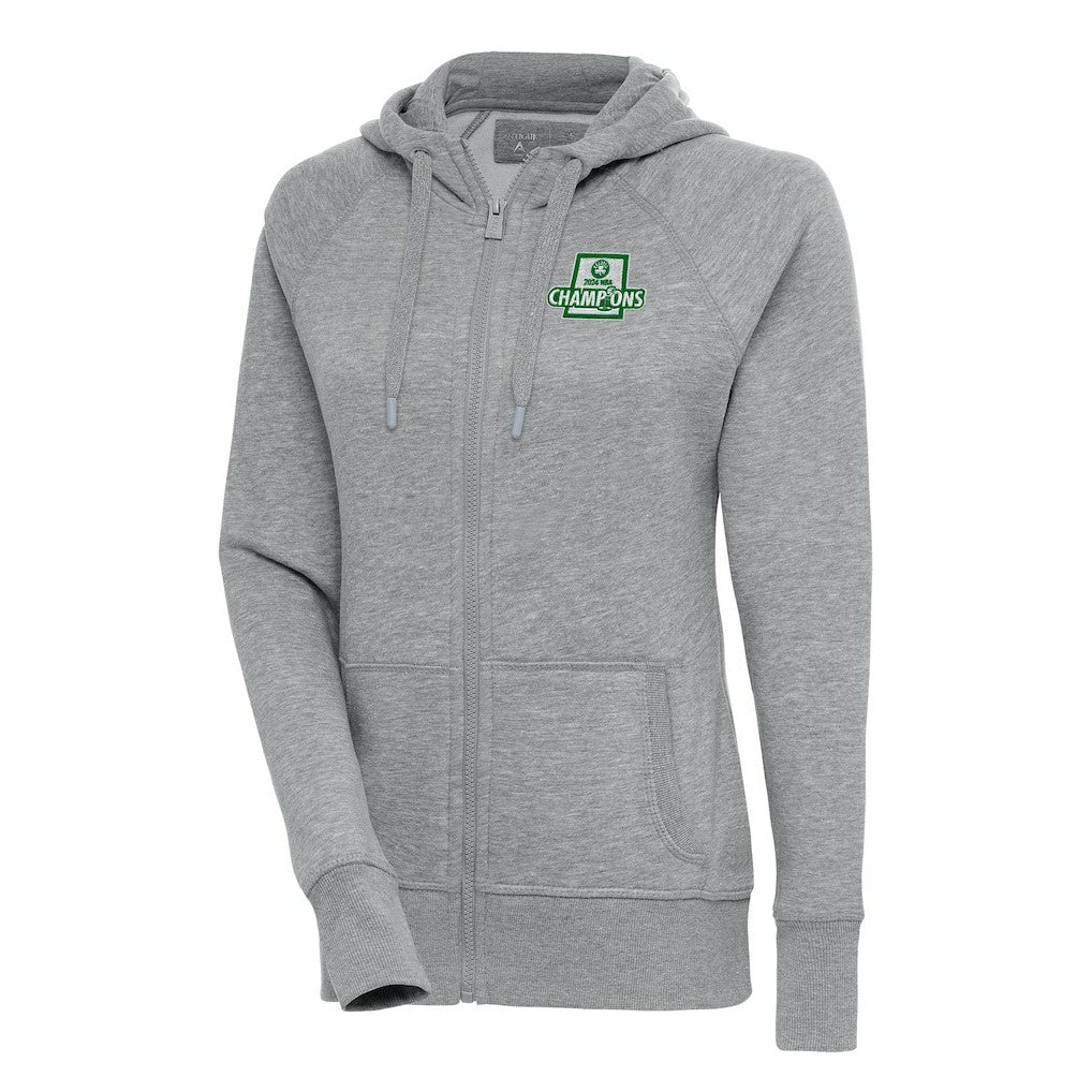 Boston Celtics Antigua Women's 2024 NBA Finals Champions Victory Raglan Full-Zip Jacket Heather Gray - NBA