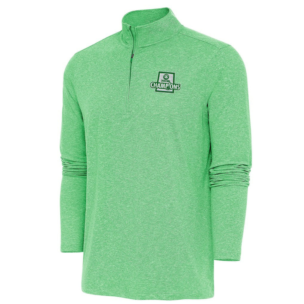 Boston Celtics Antigua 2024 NBA Finals Champions Hunk Quarter-Zip Pullover Top Heather Kelly Green - NBA