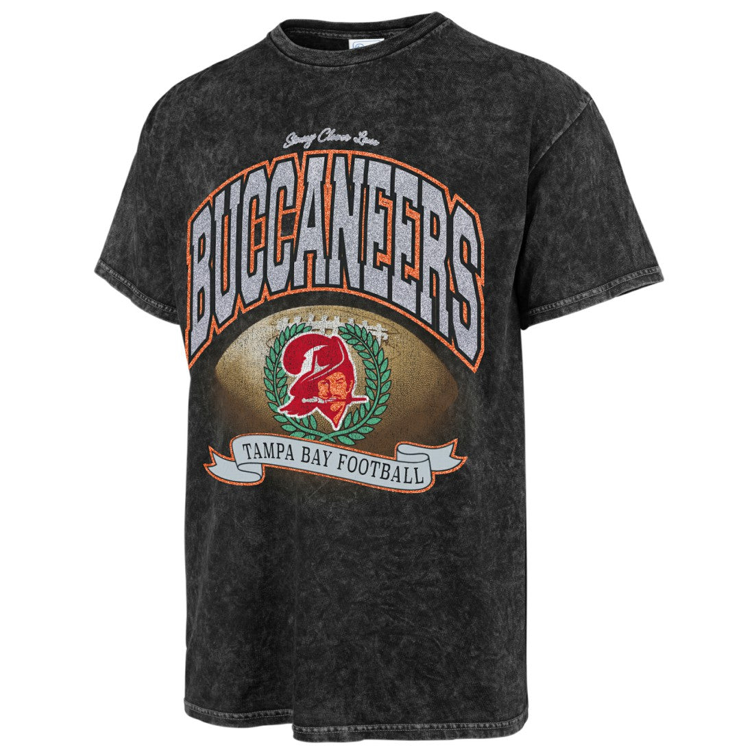 Tampa Bay Buccaneers Stoney Clover Lane x '47 Women's Glitter Rocker Retro Tubular T-Shirt Black | 47 brand