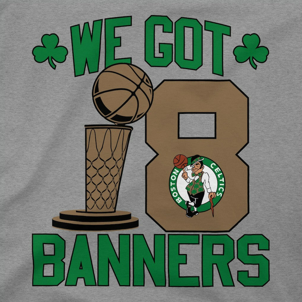 Boston Celtics Stadium Essentials 18-Time NBA Finals Champions We Got 18 Banners T-Shirt Heather Gray - NBA